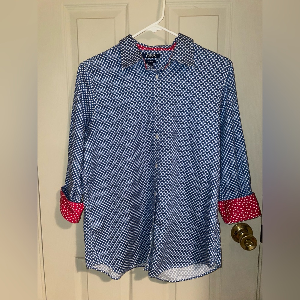 Chaps Sz Lg Button Down Top With Stars